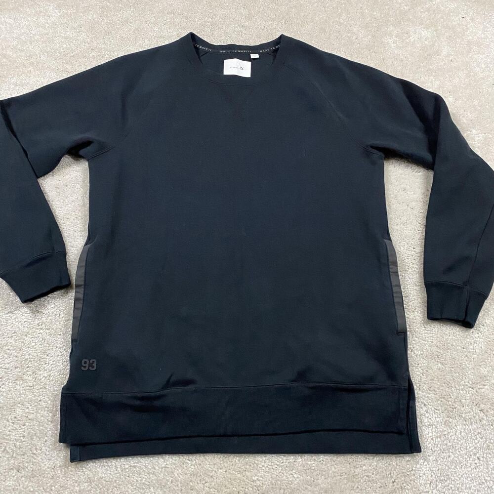 Puma X Stampd Sweatshirt Mens S Black Longline Crewneck Pockets Sporty Tech